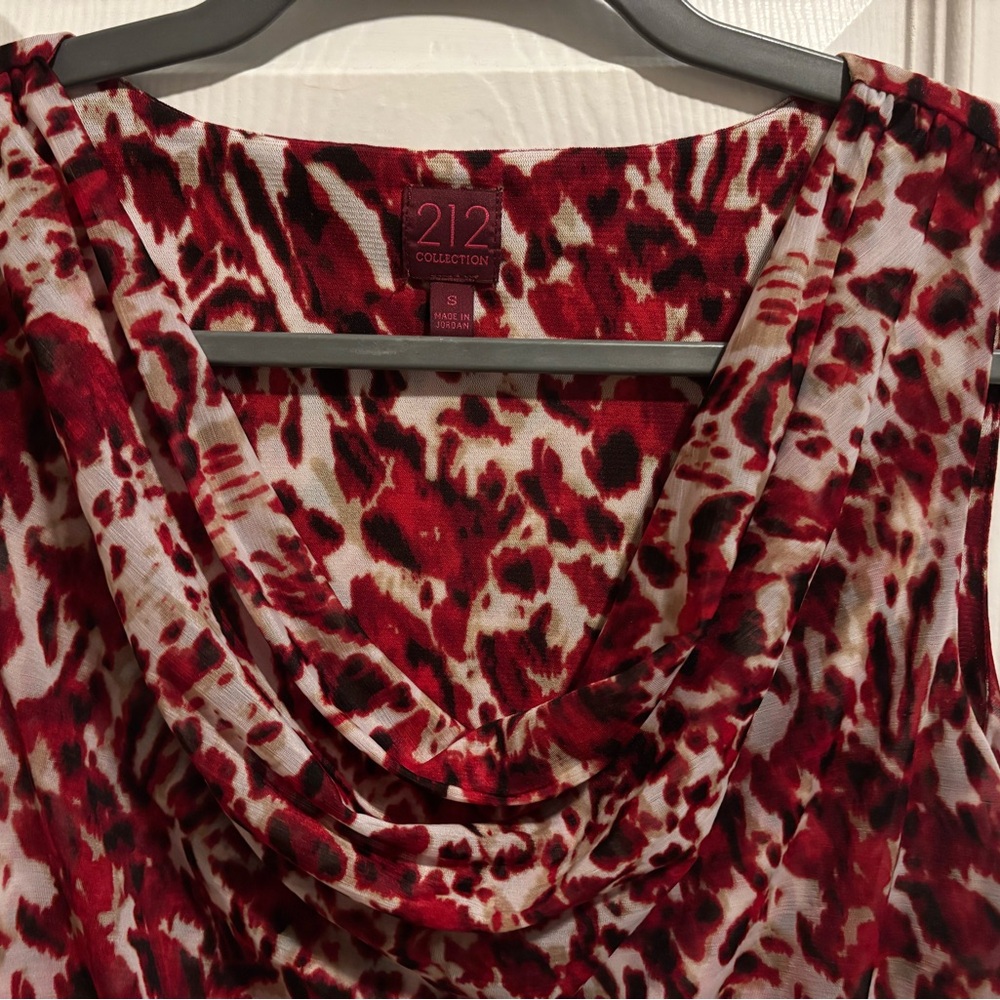212 Collection Red and White Animal Print Top - Picture 3 of 4